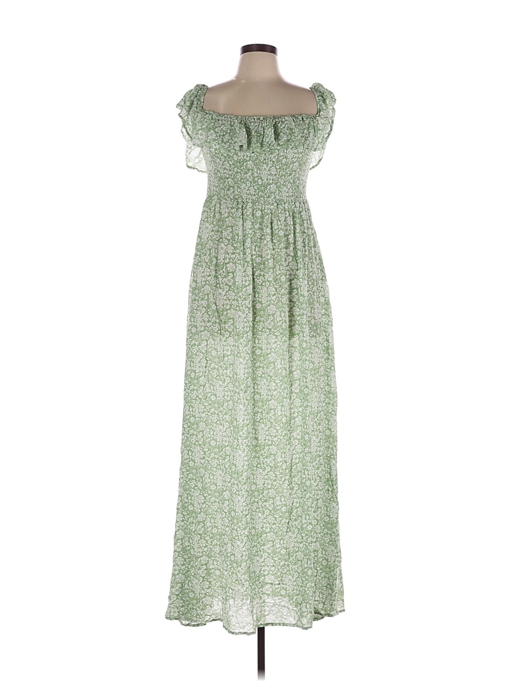 NWT Promesa Size Large Light Green Floral Smocked Maxi Dress
